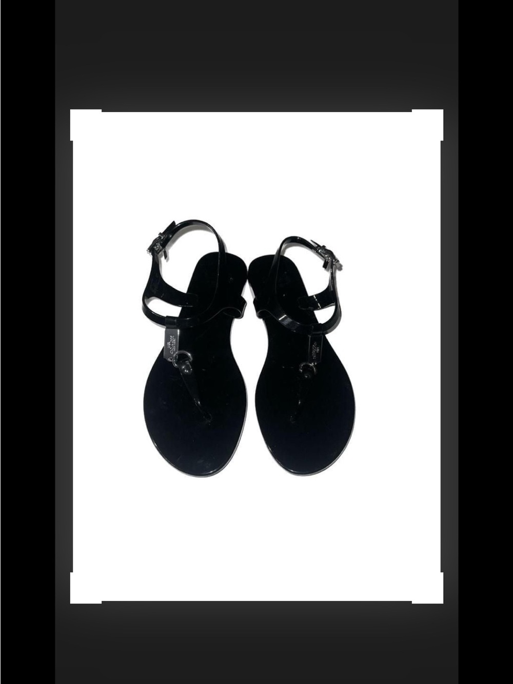 Coach NWOT Black Patent T-Strap Women's Sandals